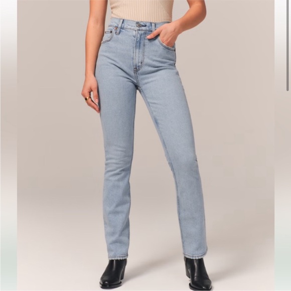 Abercrombie & Fitch 90’s Slim Straight Ultra High Rise Denim Jeans Size 26/2 XS - Picture 2 of 6